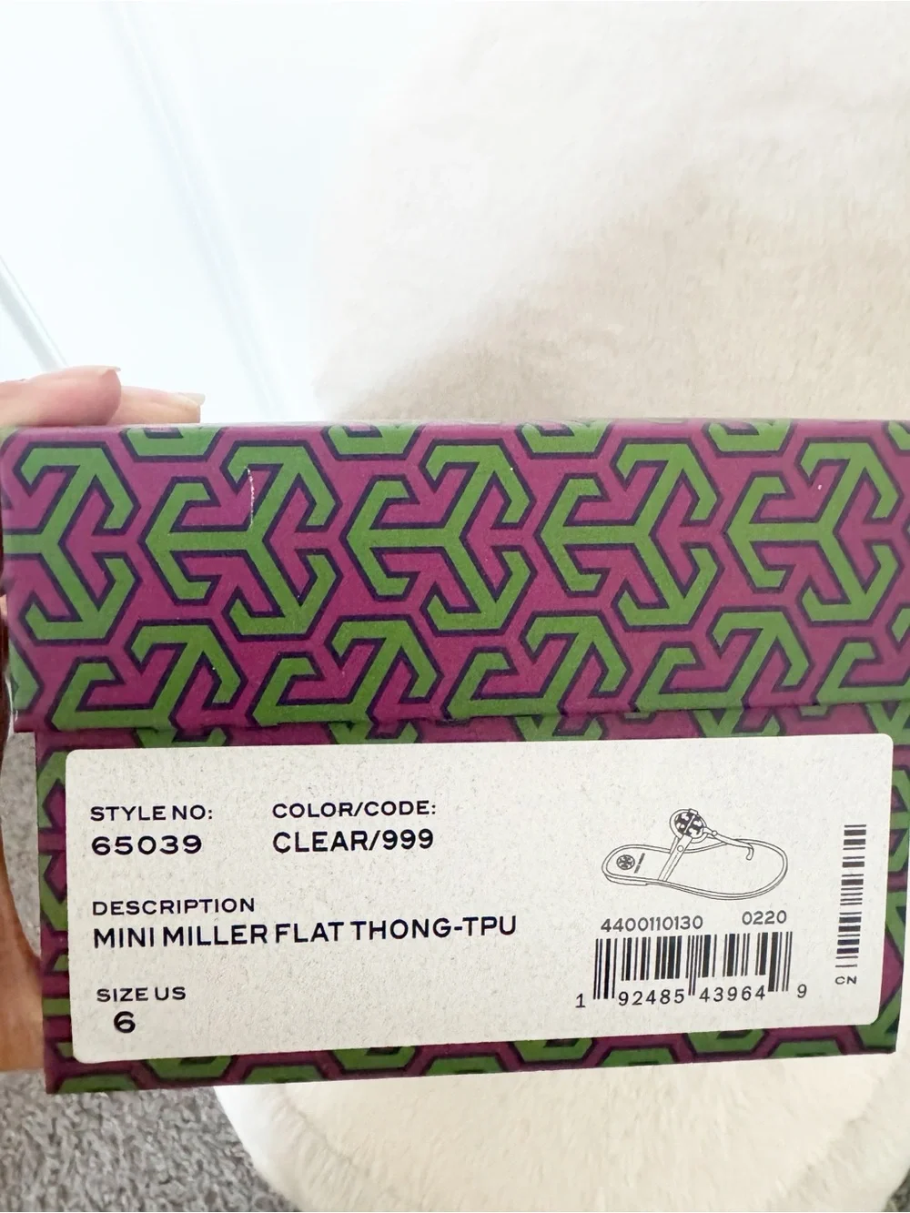 Tory Burch Mini Miller Flats Thong-TPU Jelly Clear Flat Shoes Size 6